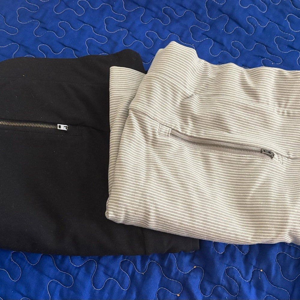 Both size M Women’s Light Gray Striped Drawstring Skirt